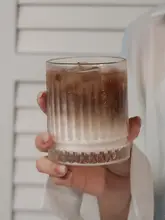 クラシックストライプのガラスコーヒーカップ【アイスラテ・冷抽出モカ・家庭用】