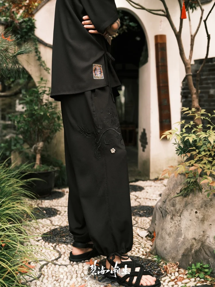 中国風刺繍のゆったりカジュアルパンツ：春夏に最適な中腰直筒デザインの実用性解析