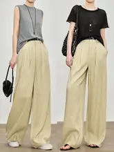 女性用 夏用 ストレートカット ワイドパンツ【フィット・高身長向け・極上の柔らかさ】（ セットアップ対応）