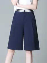 夏用薄手のハイウエスト五分丈ワイドパンツ【ゆったり・カジュアル】（セットアップ対応）