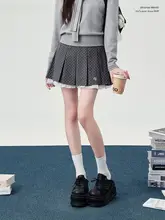 JKスカート レディース 水玉柄 フリル 箱ひだ ハイウエスト 春物