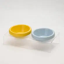 アクリル製陶器の深型水飲みボウル【猫・犬用・安定した設計・防倒れ対策】（セットアップ対応）
