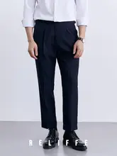 ビジネススタイルのナポリ製ウールパンツ【ブラック・ストレート・しわ防止】