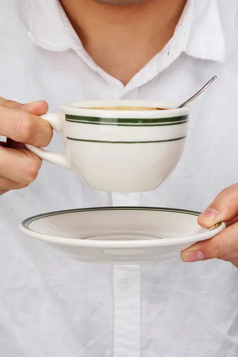 陶器製 コーヒーカップ【厚手・アメリカンカプチーノ用・ソーサー付き】（セットアップ対応）