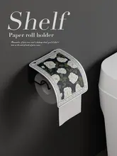 おしゃれな手描き花鳥デザインのトイレットペーパーホルダー【穴あけ不要・壁掛け式】