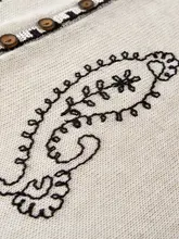 レトロVネック刺繍ベスト【夏用・フィット・重ね着対応】