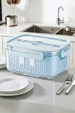 食品グレードの密閉型二重層フルーツ弁当箱【持ち運び便利・水切り機能付き・アウトドア用】