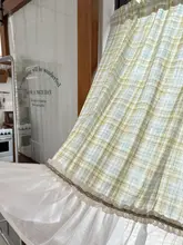 レトロチェック柄グリーンカーテン【透光・遮光・小窓用・収納用のほこり防止】