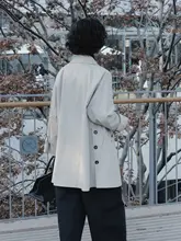 トレンチコート【春用・カキ色・ダブルボタン・ミドル丈】