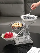 おしゃれなガラス製フルーツ皿【多層・リビング用・お菓子やドライフルーツ用】（セットアップ対応）