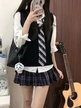 原宿風チェック柄プリーツスカート【ダークパープル・女子学生用】（セットアップ対応）