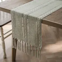 シンプルなヴィンテージスタイルのテーブルランナー【手作り結び・ダイニングテーブル用・高級感】