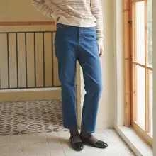 デニムパンツ 裏起毛 多用途 ライクラ ストレッチ ストレート 加毛 ロングパンツ スリム 深い青