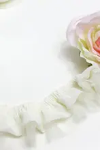 韓国輸入 コットンレース付きシフォンフリル生地【手作り衣装用 装飾用】