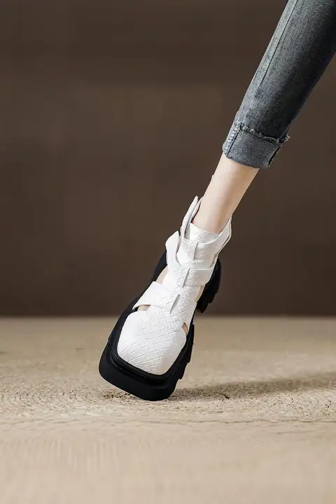 厚底ハイカットサンダル【ファッション・メッシュデザイン・エレガント】（セットアップ対応）