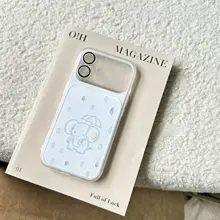 スマホケース iPhone 15 16 17 18 対応 かわいい 雨の日の象 癒やし 耐衝撃 「HEYYEH」