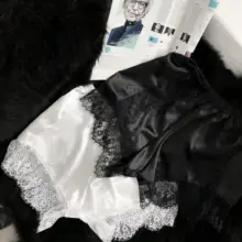 黒白灰の三色パネルデザイン！レース付き防走光ショートパンツ