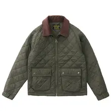 ダイヤモンドキルト柄 メンズジャケット【アメリカンスタイル・カラーブロック・冬用】