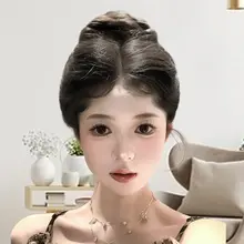 まとめ髪用高い頭頂のウィッグ【自巻きバンスパーティー・フェイクヘア・ナチュラルスタイル】