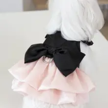 大きなリボンが魅力！飛袖デザインの短いドッグ用ドレス【プリンセススタイル・犬猫兼用】