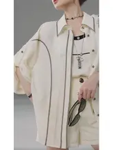 シンプルなラインデザインのシャツとショートパンツ【夏用・スタイル】（セットアップ対応）