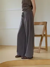 感のあるストレートワイドパンツ【夏用・ロング丈】