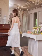 レース花柄水玉サスペンダースカート ドレス