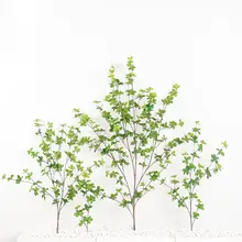 吊り鐘風デザインのリアルなグリーン植物【マツバギクの偽物の枝・インテリア装飾用】