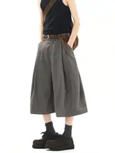レトロチェック柄スエード七分丈パンツ【男夏用・クリーンフィット・ゆったりデザイン】（セットアップ対応）