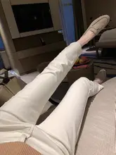 高腰ストレートデニムパンツ【女性用・柔らかい・九分丈】