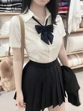 夏用 スリムフィットショートスリーブシャツ【女子JK制服風・ホワイト・カジュアル】