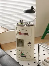 かわいいカートンデザインの子供用ナイトスタンド【クリーム色・コンパクト・収納力抜群】