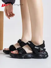 厚底ローマスタイルのマジックテープサンダル【夏用・女性用・外出向け】（セットアップ対応）