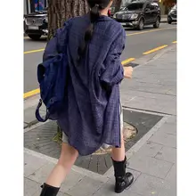 春用 ゆったりカジュアルチェックシャツ【薄手・フロントボタン・ターコイズブルー】