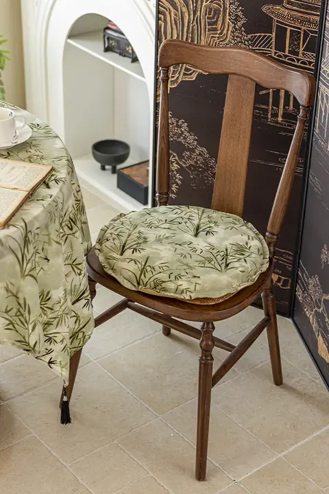 円形椅子用クッション【記憶ファイバー・防滑・木製ベース】