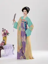 華やかな中国風デザインの改良漢服上襦と雪崩帯付きチュニックドレス【雪紡素材・ストラップ付き】（セットアップ対応）