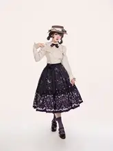 優雅なレトロデザイン！小熊とぶどうプリントのロリータスタイル 半袖シャツとスカートの組み合わせ（セットアップ対応）