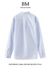 ストライプデザインの長袖ルーズシャツ【秋用・カジュアル・女性用】