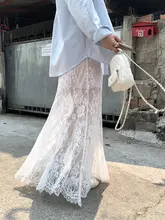 レースデザインの大きいサイズハイウエストスカート【フランス風・スリムシルエット】（セットアップ対応）