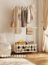 移動可能な衣類収納ラック【おしゃれなデザイン・皮革バスケット付き】