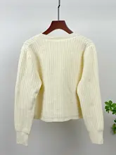 秋冬 Vネックニットカーディガン【短丈・女性用・おしゃれな編みスタイル】