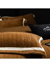 全消光彫刻デザインの牛乳フリース厚手布団カバー【欧風・冬季用・保温】（セットアップ対応）