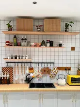オーク材 壁掛けシェルフ【リビング・テレビ壁・装飾用・無垢材・シンプルデザイン】
