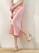 水光感フィッシュテールスカート【インポートアセテートサテン・斜裁・セクシーエレガント】