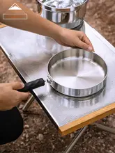CAMPINGMOON 便利な取り外し可能なハンドル！ステンレス鋼製平底鍋【無塗装・IH対応・アウトドア用】