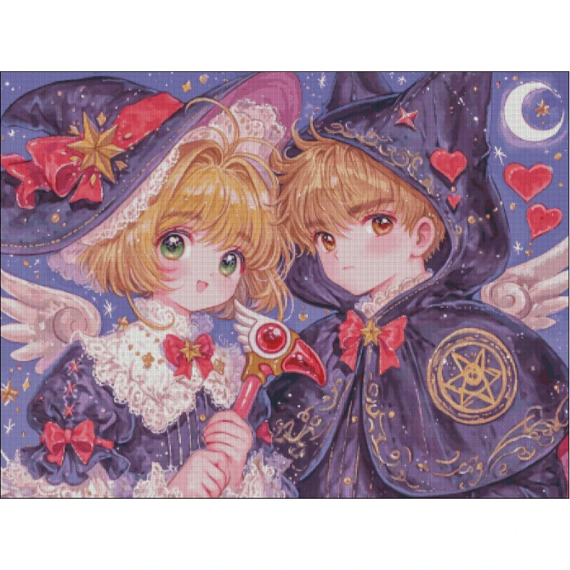 小樱と小狼のクロスステッチ作品：シンプルデザインでリビング・ダイニングを彩る