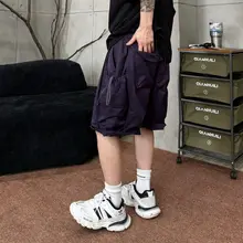 アウトドア用大口袋カジュアルワークショーツ【男性用・ゆったりフィット・ファッション・夏用】（セットアップ対応）