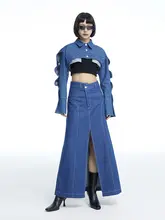 波浪袖デニムショートジャケット【ファッション・コーディネートしやすい】