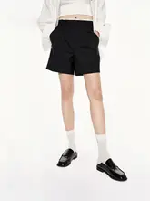 春秋用 美しいメリノウール切替高腰ショートパンツ