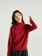 prefree 低彩度ハナカンザシレッド 100%カシミヤセーター